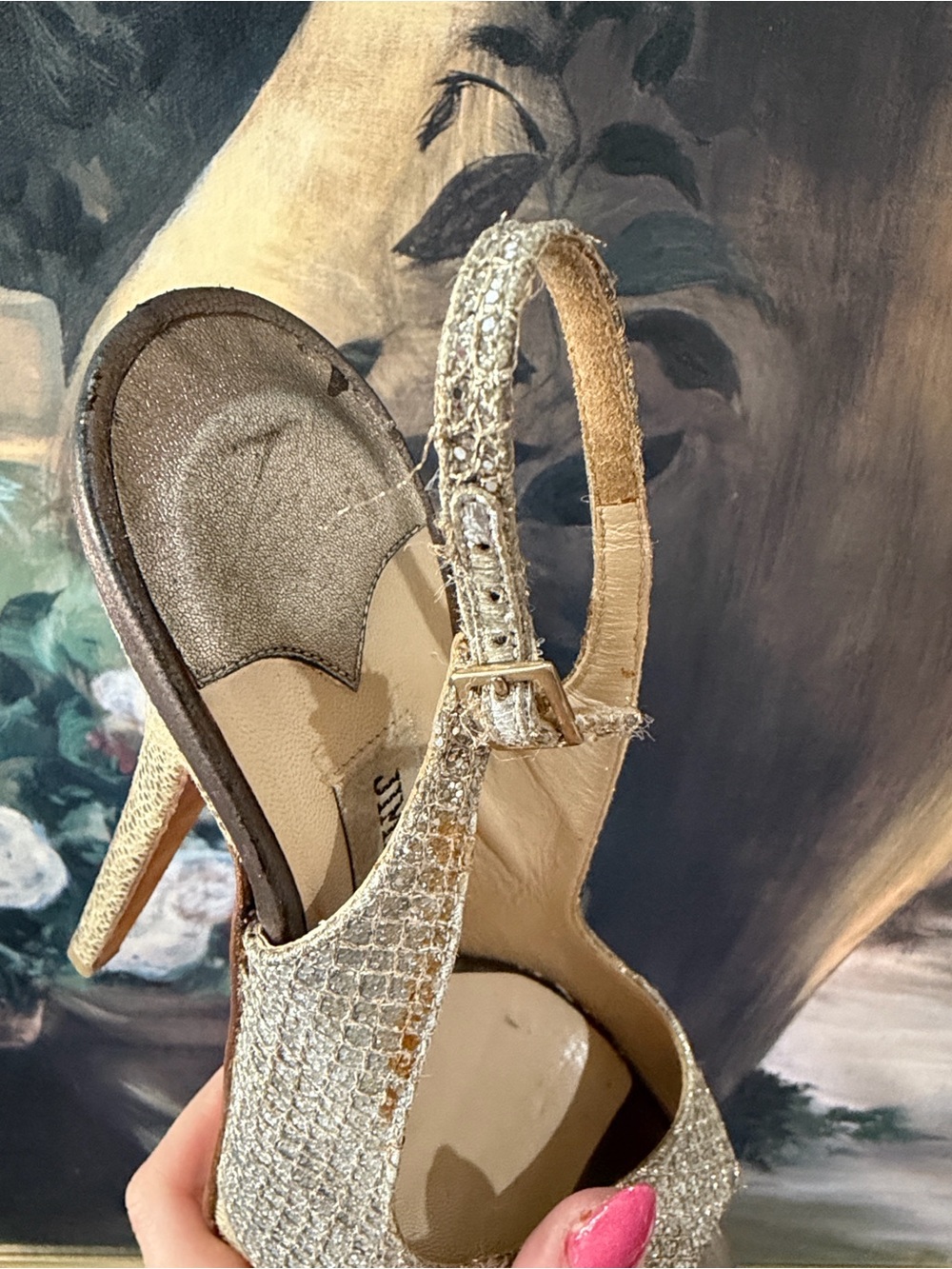 Jimmy Choo Clue Champagne Glitter Platform Heels Slingback EU 38 US 8 Authentic - Picture 12 of 12